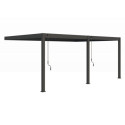 Pergola adossée en alu gris - lames et 2 stores gris - 4x6m Ombrea
