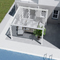 Pergola motorisée en alu blanc avec lames orientable 4x4m Ombrea