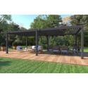 Pergola motorisée en alu gris avec lames orientable 4x8m Ombrea