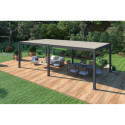 Pergola motorisée en alu gris/blanc avec lames orientable 4x8m Ombrea