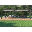 Pergola motorisée en alu gris/blanc avec lames orientable 4x8m Ombrea