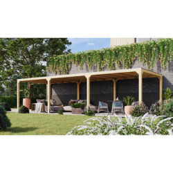 Pavillon 10,24m² en bois lamellé-collé Cubus avec 2 extensions - Karibu