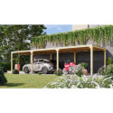 Pavillon 10,24m² en bois lamellé-collé Cubus avec 2 extensions - Karibu
