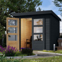 Abri 4,45m² en bois anthracite + acier anthracite Jupiter - Karibu
