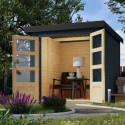Abri 4,45m² en bois anthracite + acier anthracite Jupiter - Karibu
