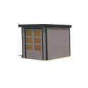 Abri 4,45m² en bois gris clair + acier anthracite Jupiter - Karibu