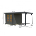 Abri de jardin 4,45m² Jupiter B - acier anthracite - appentis - Karibu