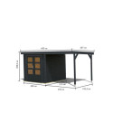 Abri de jardin 4,45m² Jupiter C - acier anthracite - appentis - Karibu