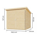 Abri à vélos avec toit plat en bois brut - 3,40m² - Karibu