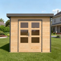 Abri 7,34m² en bois brut + acier gris anthracite Pluto A - Karibu