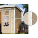 Abri de jardin 7,34m² en bois gris terre + acier blanc Pluto B - Karibu