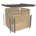 Abri 7,34m² en bois gris terre + acier gris anthracite Pluto B - Karibu