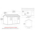 Abri de jardin en résine 8,57m² Newton 7513 gris + plancher - Keter