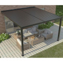 Pergola adossée en alu gris avec lames orientable 4x3m X-METAL