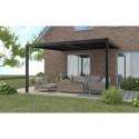 Pergola adossée en alu gris avec lames orientable 4x3m X-METAL