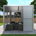 Panneau à ventelles 90cm en alu gris clair pour pergola 3x3m X-METAL