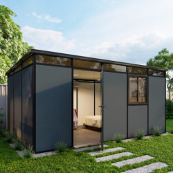 abri panneaux PVC modulaires isolés 15m2 Everbox anthracite
