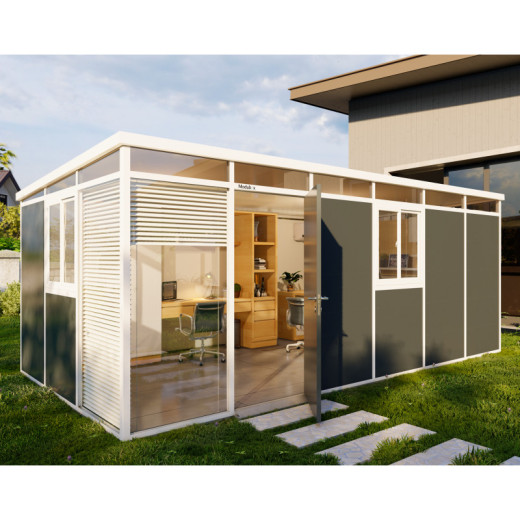 bureau panneaux PVC isolés modulaires 18m2 Everbox anthracite