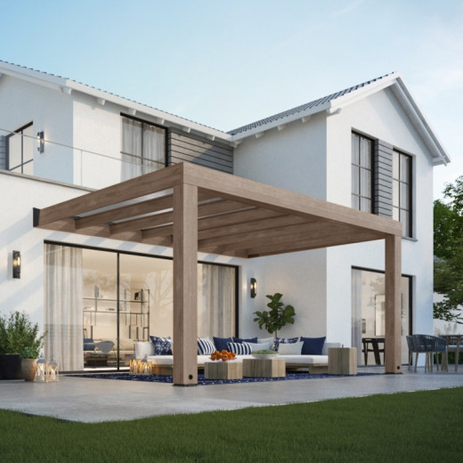 Helsinki pergola en bois et PC gris 300x470cm - Canopia by Palram