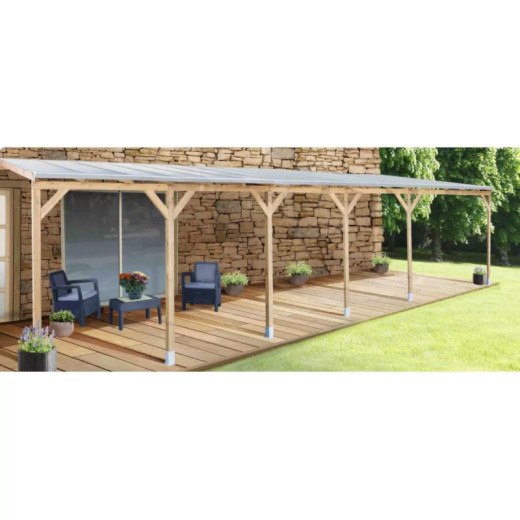 Toit de terrasse - avec toit -  300x1040cm - bois massif - Chalet et Jardin