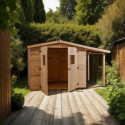 Abri de jardin en bois brut 4,08m² + bûcher 2,08m² + plancher