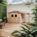 Abri de jardin en bois brut 4,08m² + bûcher 2,08m² + plancher