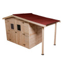 Abri de jardin en bois brut 4,08m² + bûcher 2,08m² + plancher