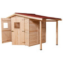 Abri de jardin en bois brut 4,08m² + bûcher 2,08m² + plancher