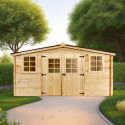Abri de jardin en bois massif 16m² – madriers 28mm - Habrita