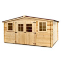 Abri de jardin en bois massif 16m² – madriers 28mm - Habrita