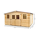 Abri de jardin en bois massif 16m² – madriers 28mm - Habrita