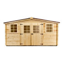 Abri de jardin en bois massif 16m² – madriers 28mm - Habrita