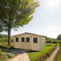 Abri de jardin en bois massif 16m² – madriers 28mm - Habrita