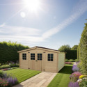 Abri de jardin en bois massif 16m² – madriers 28mm - Habrita