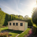Abri de jardin en bois massif 16m² – madriers 28mm - Habrita