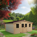 Abri de jardin en bois massif 16m² – madriers 28mm - Habrita