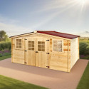 Abri de jardin en bois massif 20m² – madriers 28mm - Habrita