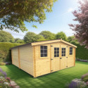 Abri de jardin en bois massif 20m² – madriers 28mm - Habrita