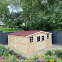 Abri de jardin en bois massif 20m² – madriers 28mm - Habrita