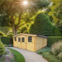 Abri de jardin en bois massif 20m² – madriers 28mm - Habrita