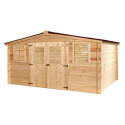 Abri de jardin en bois massif 20m² – madriers 28mm - Habrita
