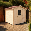 Abri de jardin en bois massif 3,8m² – madriers 20mm - Habrita