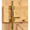 Abri en bois massif 12m² – madriers 28mm + couverture plaques ondulées