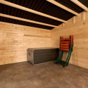 Abri en bois massif 12m² – madriers 28mm + couverture plaques ondulées