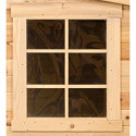Abri en bois massif 12m² – madriers 28mm + couverture plaques ondulées