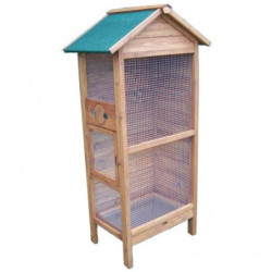 Cage à oiseaux 0,42m² en bois FSC teinté clair pour 3 à 4 oiseaux – HABRITA