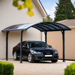 Carport 1 voiture 14,62m² en aluminium et polycarbonate 6mm ANTI-UV