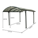 Carport 1 voiture 14,62m² en aluminium et polycarbonate 6mm ANTI-UV
