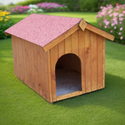 Niche à chien 0,96m² en bois FSC avec toit bitumé et plancher – HABRITA