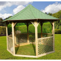Pavillon octogonal en bois massif diamètre de 3,52m avec shingles